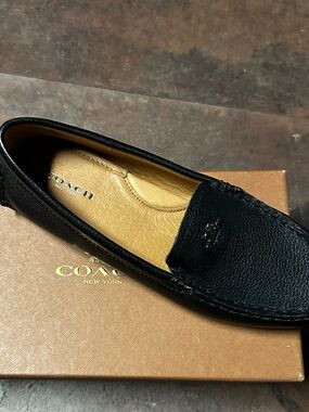 Coach Black Leather Penny Loafer with Tan Insole